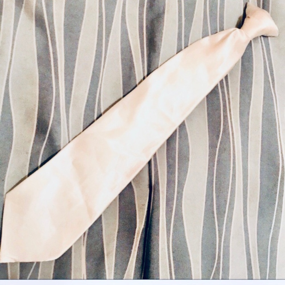 Kids Clip on Tie White Satin-like